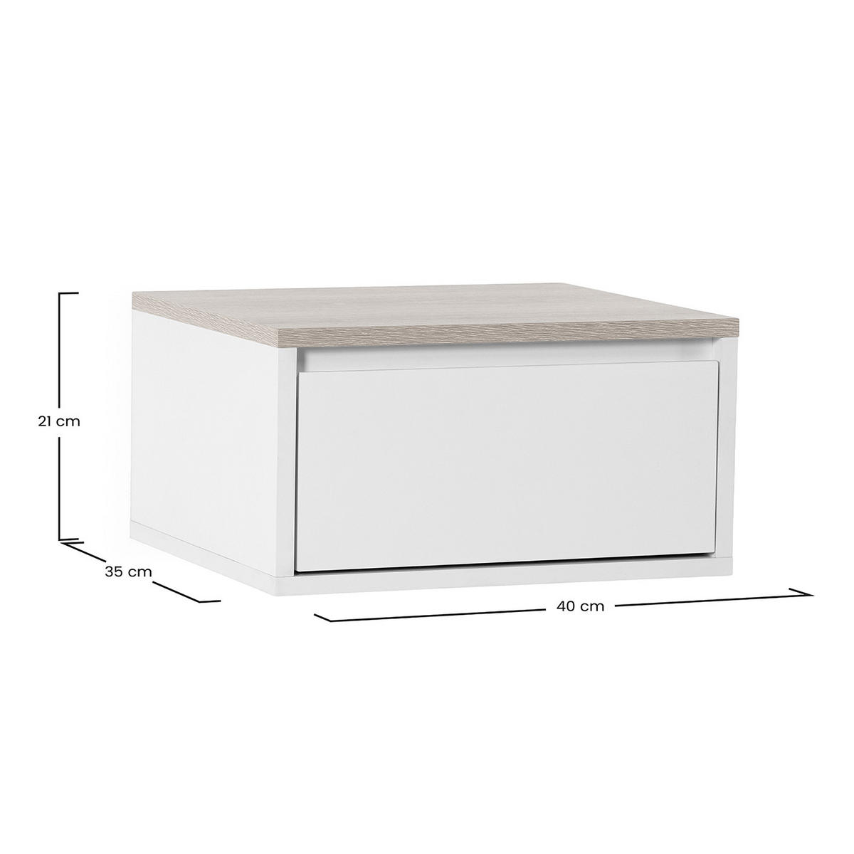 NACHTTISCHE schwebende – Set aus 2 schewebende Nachttischen Desi Weiß/Eiche - Weiß, Holzwerkstoff (40/21/35cm) - VS Venta-stock