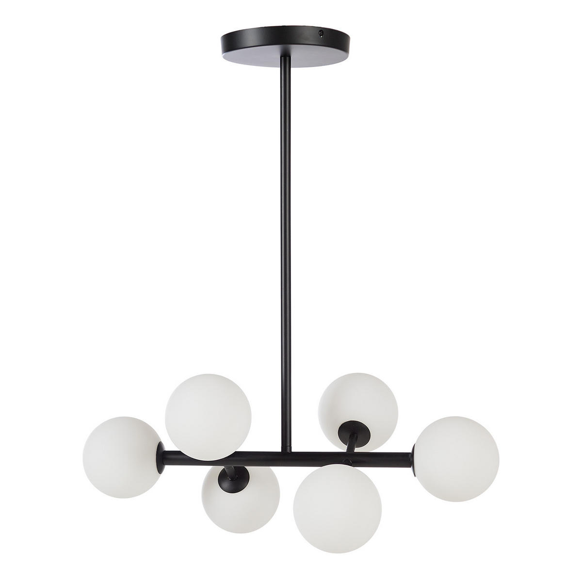 DECKENLEUCHTE - Metall / Glas - 6-flammig - Schwarz, Glas/Metall (33/60/70cm) - home24