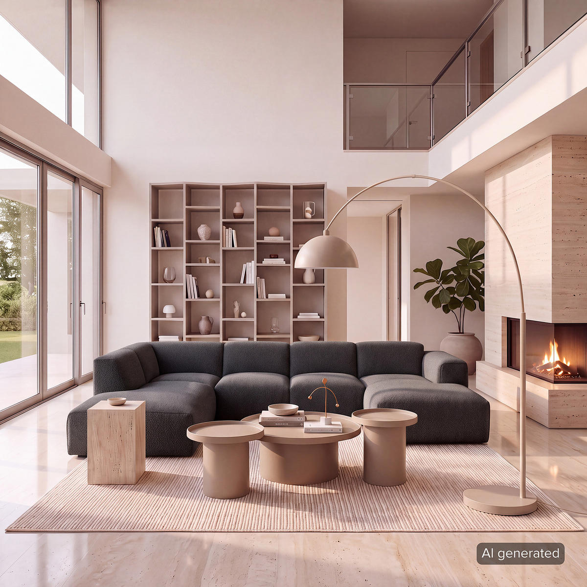 WOHNLANDSCHAFT mit Longchair - Anthrazit/Schwarz, Kunststoff/Textil (325/71/235cm) - home24