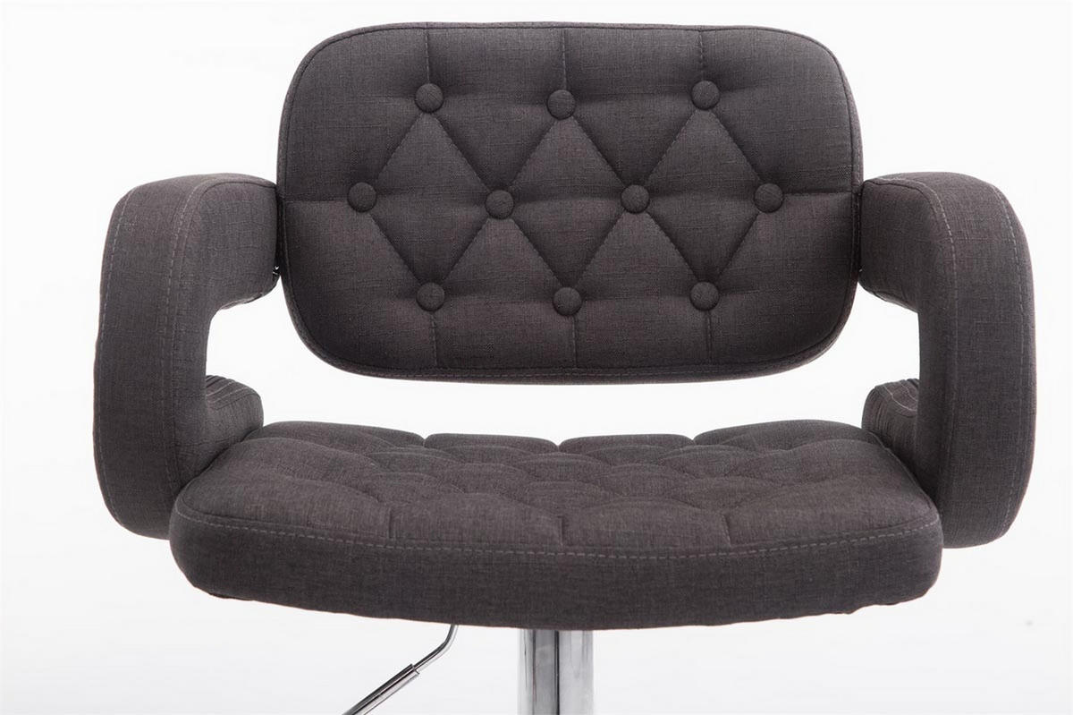 BARHOCKER Dubai, Gestell Metall in Chromoptik, STOFF Dunkelgrau - Chromfarben/Dunkelgrau, Textil/Metall (52/100/55cm) - TPFLiving