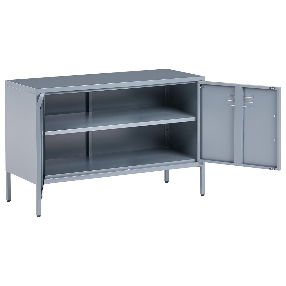 NIZKA TV OMARICA jeklo siva mat 2-vratna 100 cm Uria - siva, kovina (100/65/40cm) - Beliani