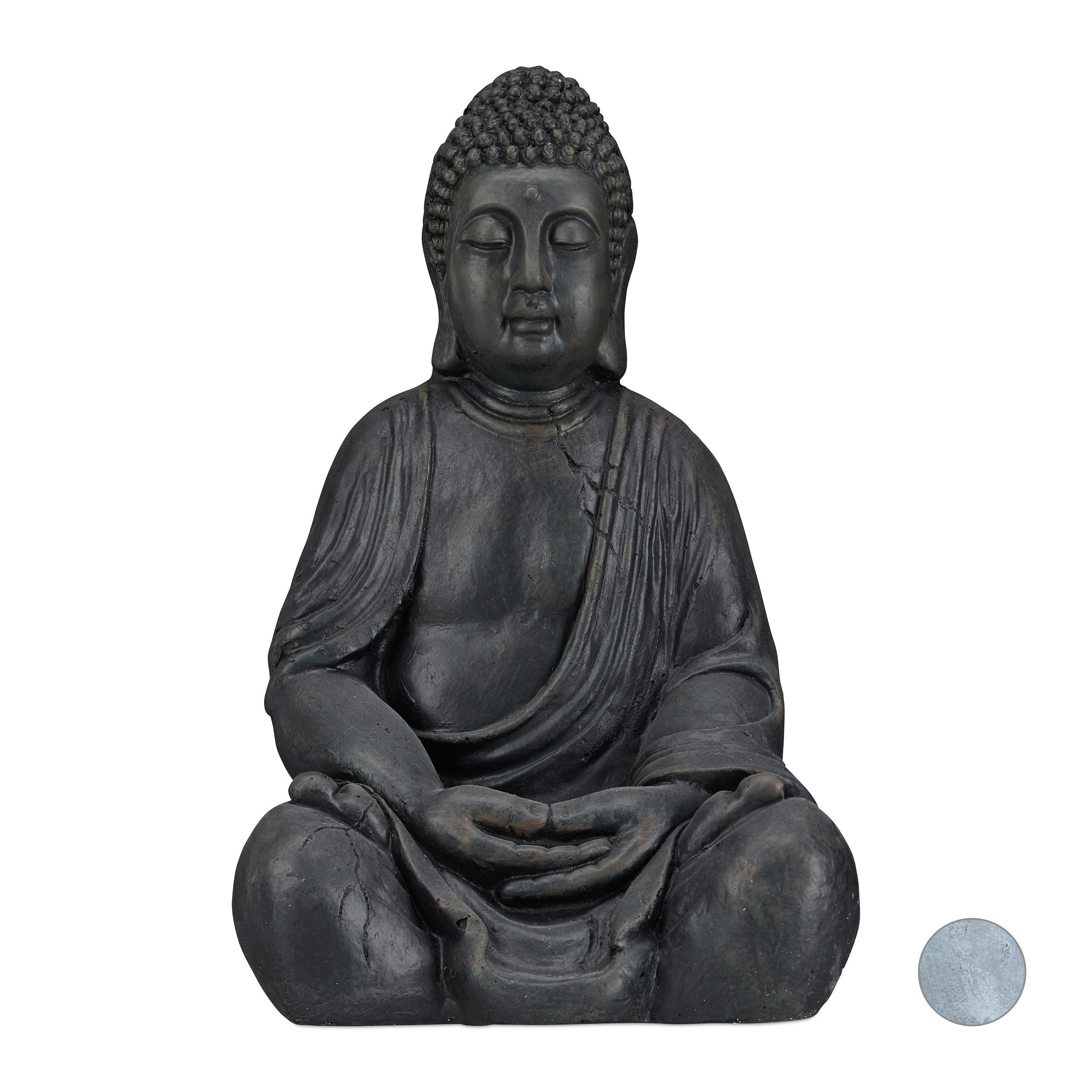 Relaxdays SOCHA Tmavě šedá Buddha polyresin 50 cm
