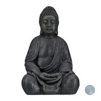 BUDDHA Figur - Anthrazit, Kunststoff (30/50/25cm) - Relaxdays
