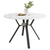 ESSTISCH rund, MDF in Marmoroptik mit /-Metallgestell, Ø 100/75 cm, Weiß/Schwarz - Schwarz, Holzwerkstoff (100/100/75cm) - Redom