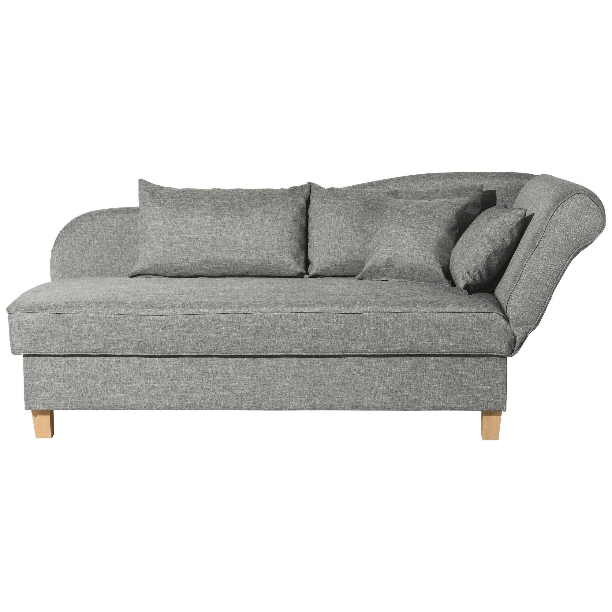 RECAMIERE mit Armteil rechts klappbar Katia Bezug Flachgewebe Buche natur / hellgrau - Hellgrau, Kunststoff (190/82/88cm) - 58aufmkessel