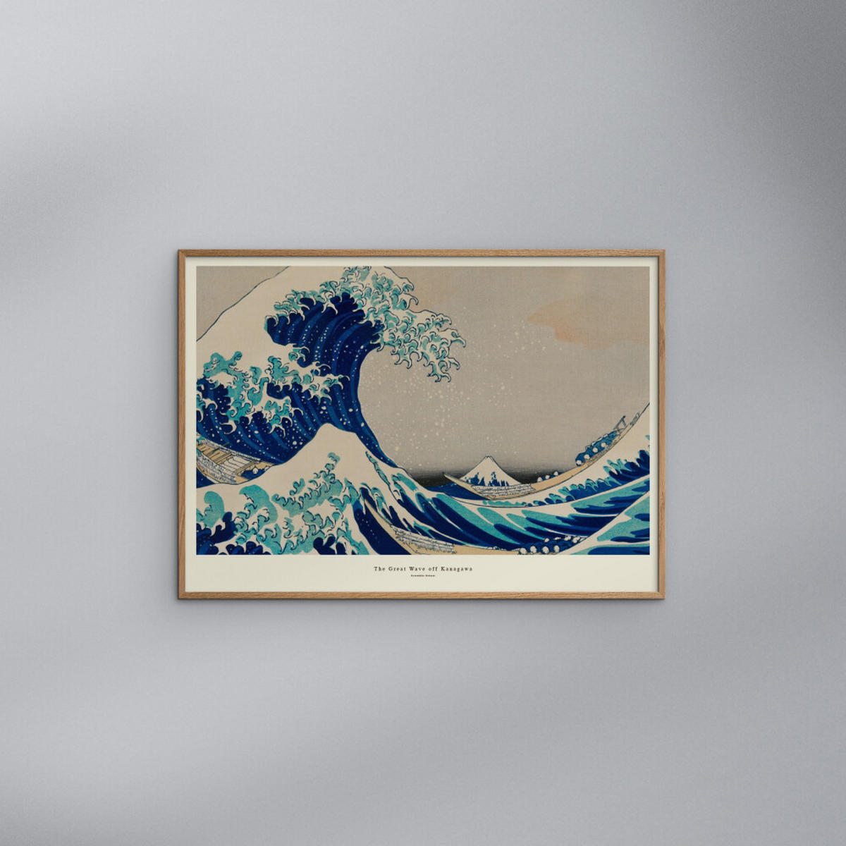 POSTER mit Rahmen A.P. Atelier - The Great Wave off Kanagawa - Blau/Eichefarben, Holz/Papier (70/100cm) - Poster&Frame