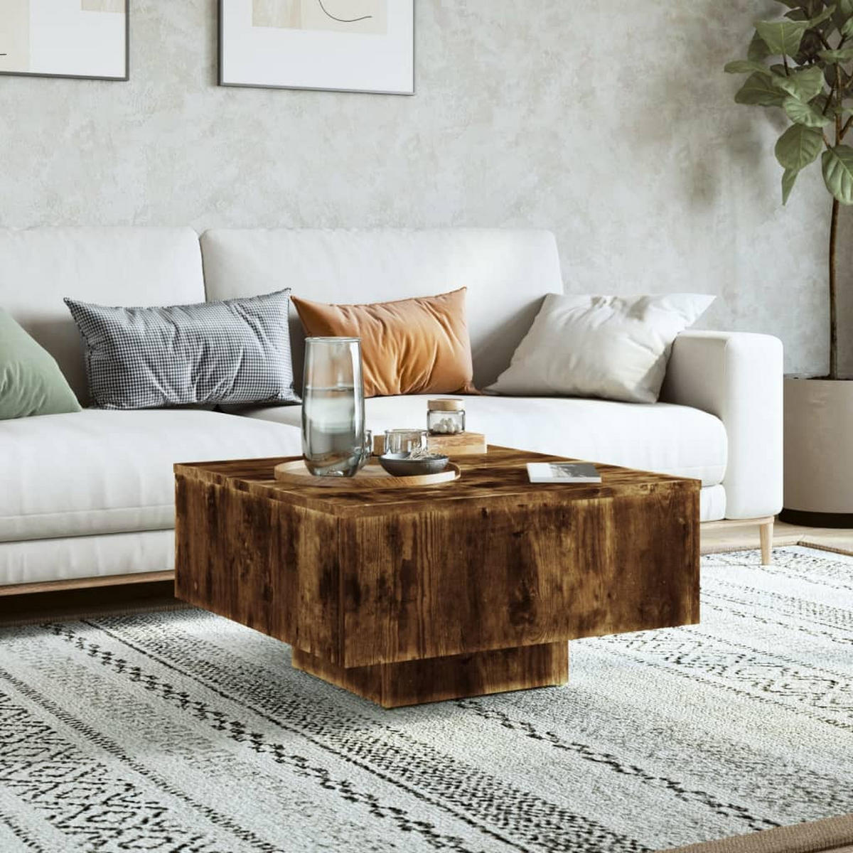 COUCHTISCH Räuchereiche 60x60x31,5 cm Holzwerkstoff - Mooreichefarben, Holzwerkstoff (60/60/31.5cm) - furnicato