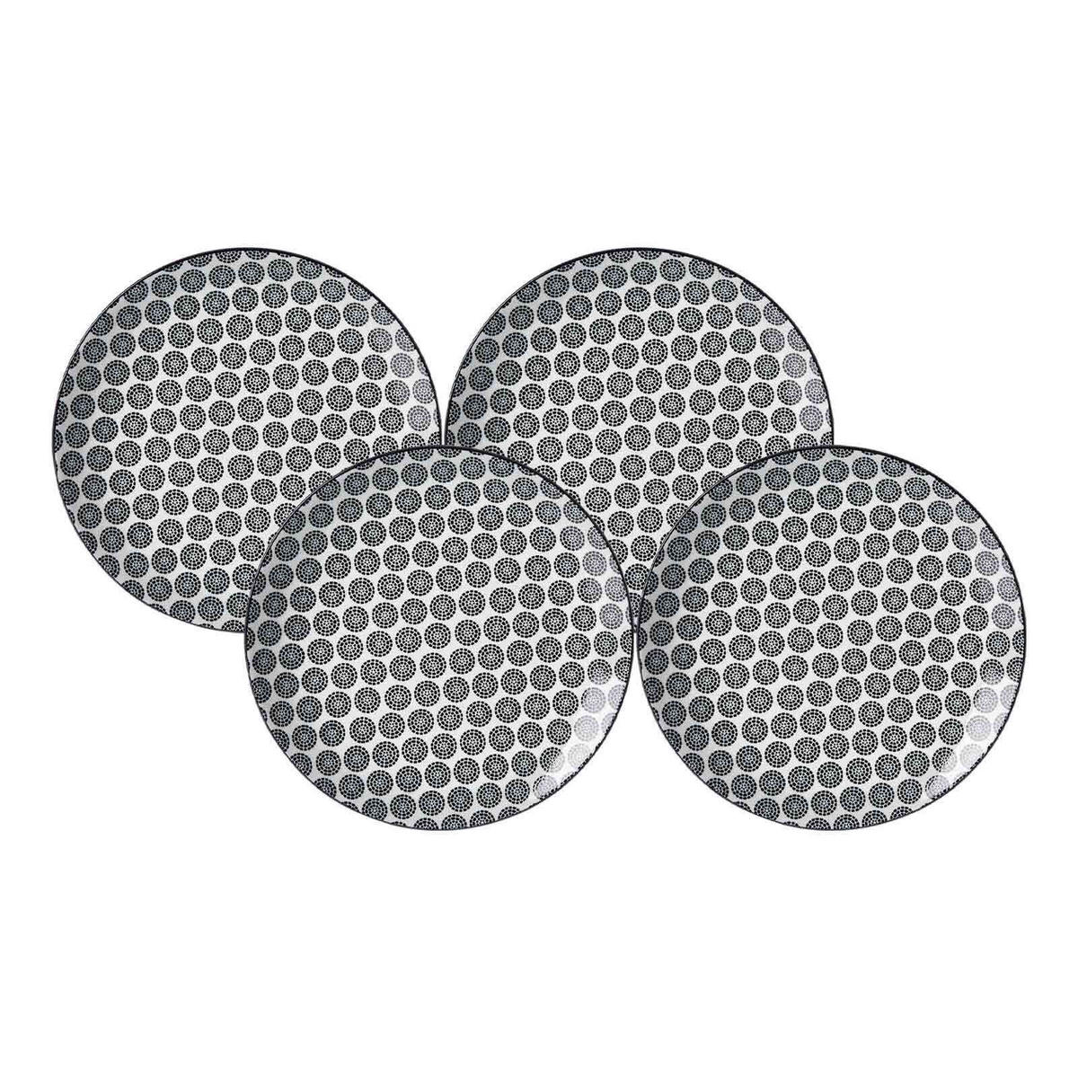 DESSERTTELLER Takeo Circles schwarz-weiß ø 21,5 cm 4er Set - Schwarz/Weiß, Keramik (21.5cm) - Ritzenhoff Breker