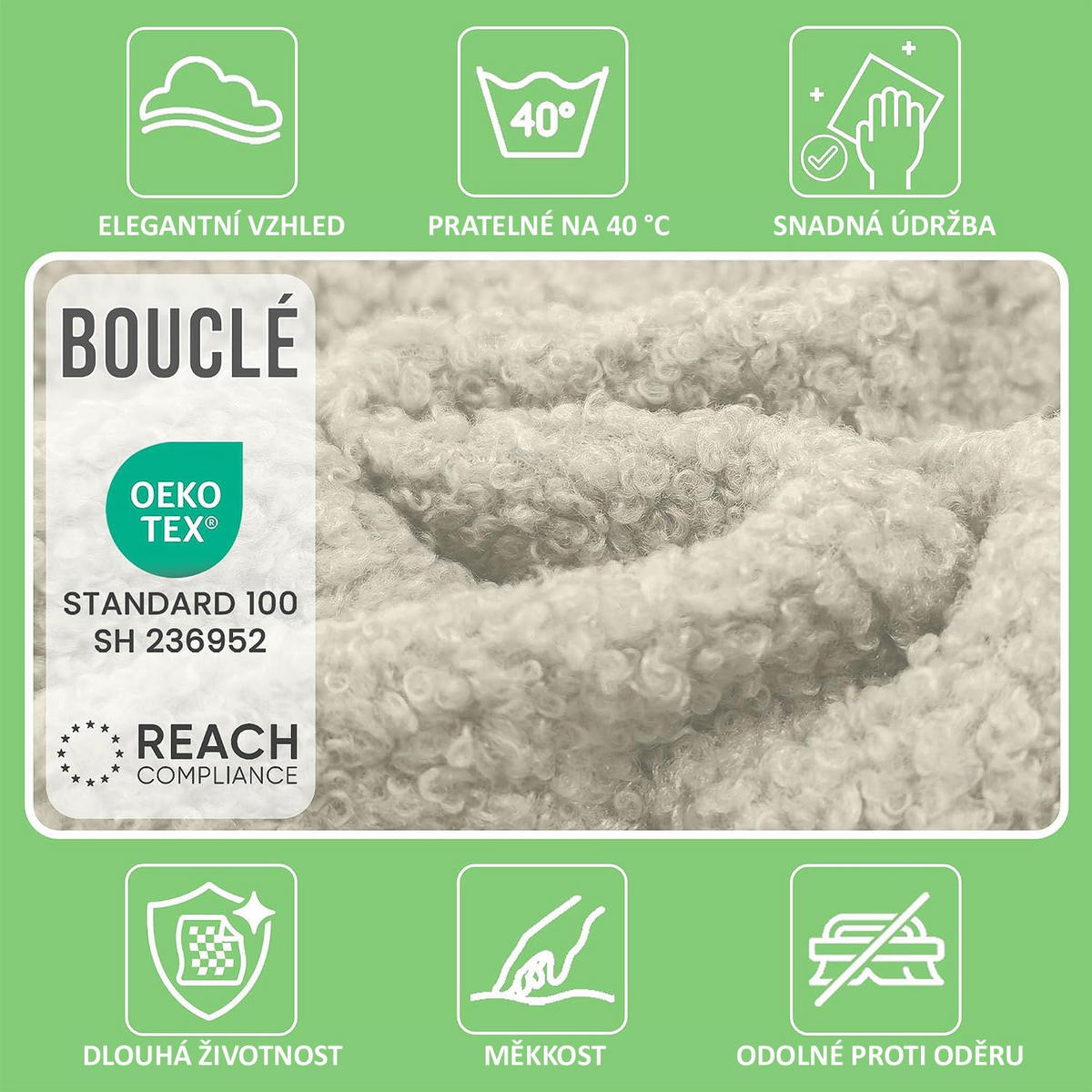 SITZSACK FÜR KINDER Dino 75/75/55 cm, weicher Bouclé 315 g/m², abnehmbarer Bezug, Lamb Cloud - Creme, Textil (75/55/75cm) - Dreamroots