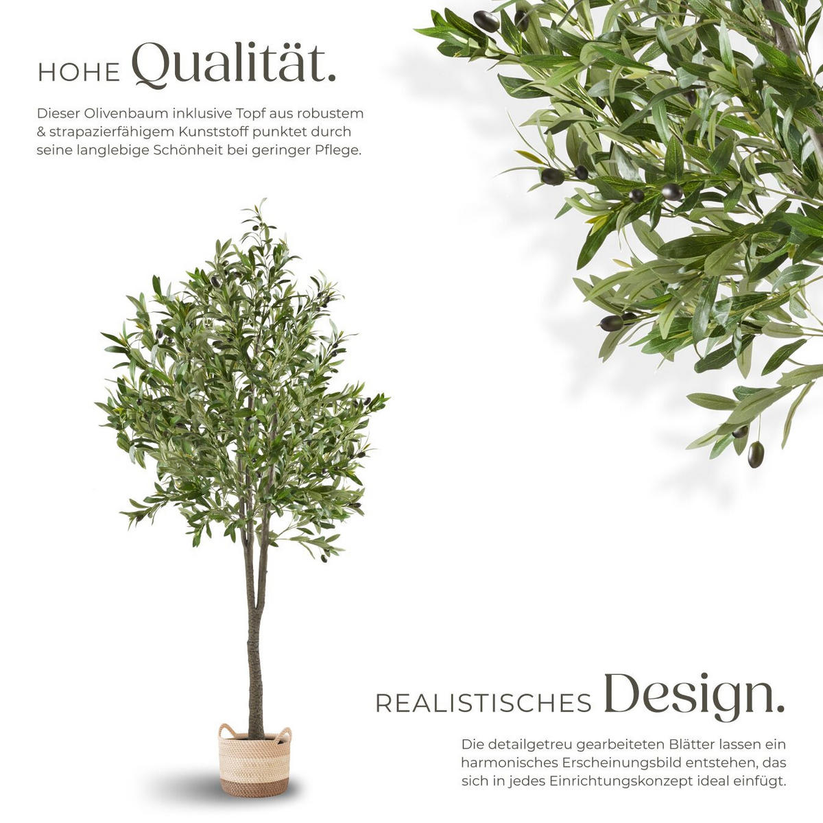 KÜNSTLICHER OLIVENBAUM Oleand, stabiler Kunststoff Blumentopf, grün - Grün, Kunststoff (180cm) - tectake