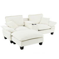 ECKSOFA DE-34659 L-Form mit Ottomane und USB Beige - Beige, Holzwerkstoff (151/224cm) - ComfortXL