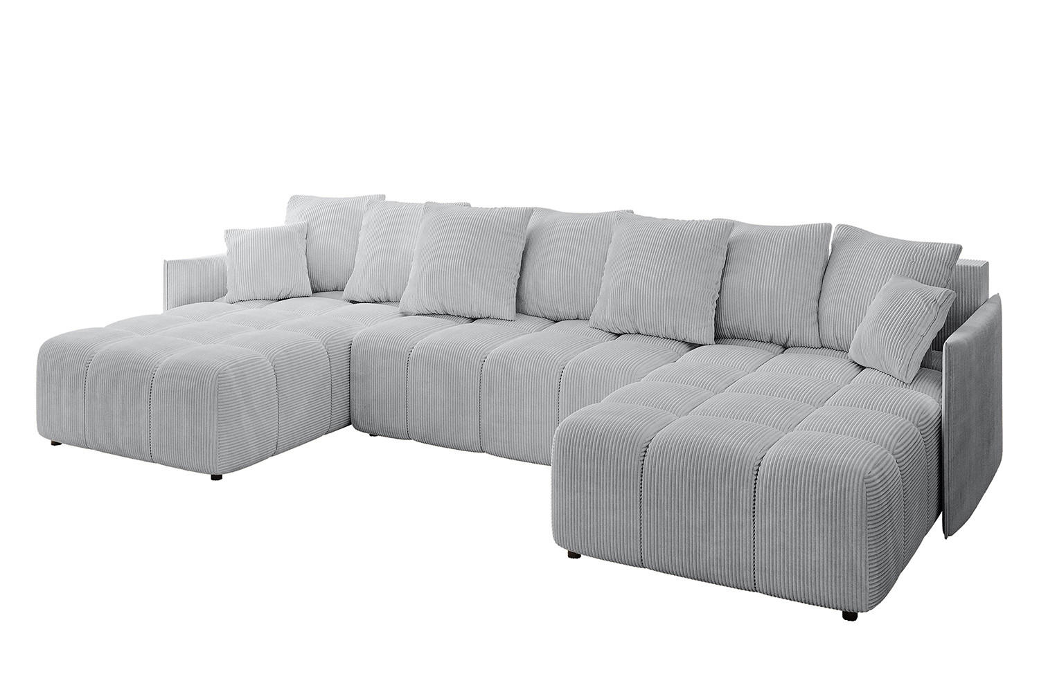 WOHNLANDSCHAFT LONLI-U 355x189x68 Grau Cord - Grau, Holzwerkstoff/Kunststoff (355/68/189cm) - ALTDECOR