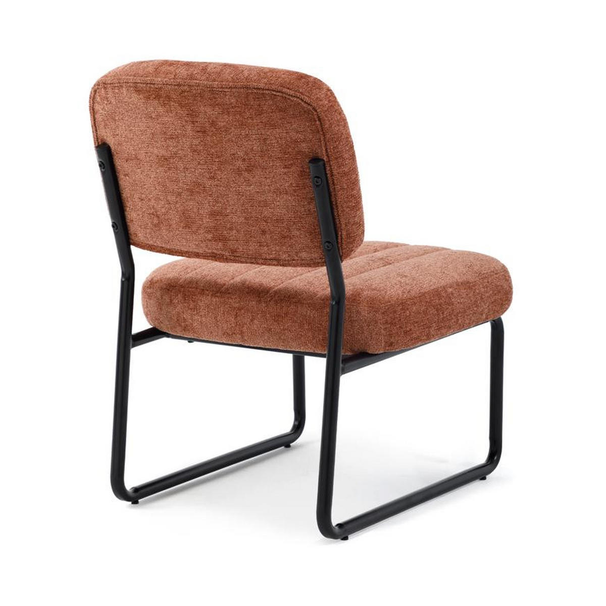 SESSEL terrakotta gepolstert schwarze Metallbeine und Chenille-Stoff - PAOLA - Rot/Schwarz, Textil/Metall (56/77/70cm) - Sicaan
