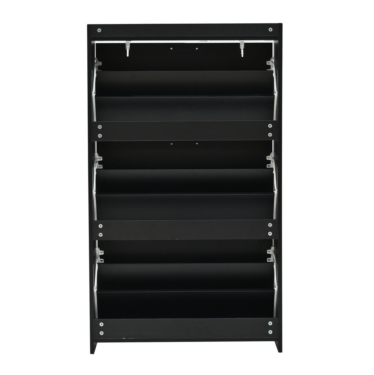 SCHUHSCHRANK mit Klappen 70/24/120 cm in Schwarz, platzsparend - Schwarz, Holzwerkstoff (70/120/24cm) - BEAOK