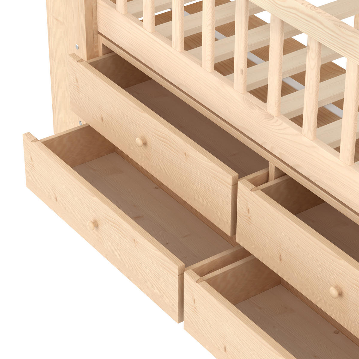 HALBHOHES BETT Hausform 90/200 cm mit LED und Stauraum ohne Matratze - Naturfarben, Holz (90/200cm) - MIVRAY