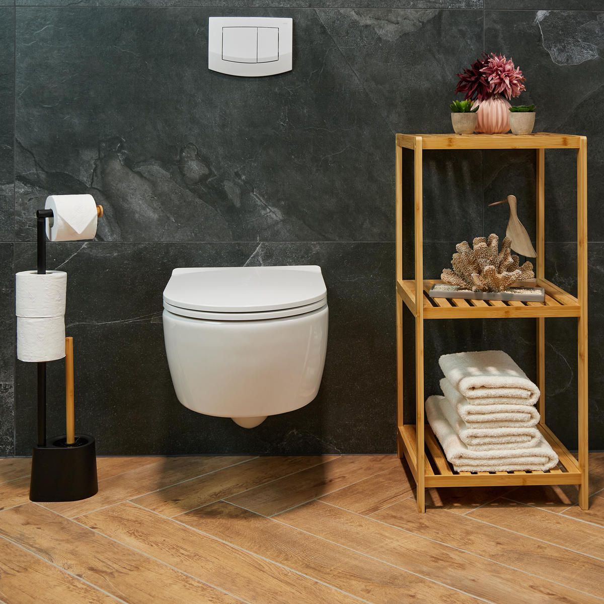 WC-GARNITUR - Multicolor, Holz/Kunststoff (16/66.5/11cm) - Relaxdays