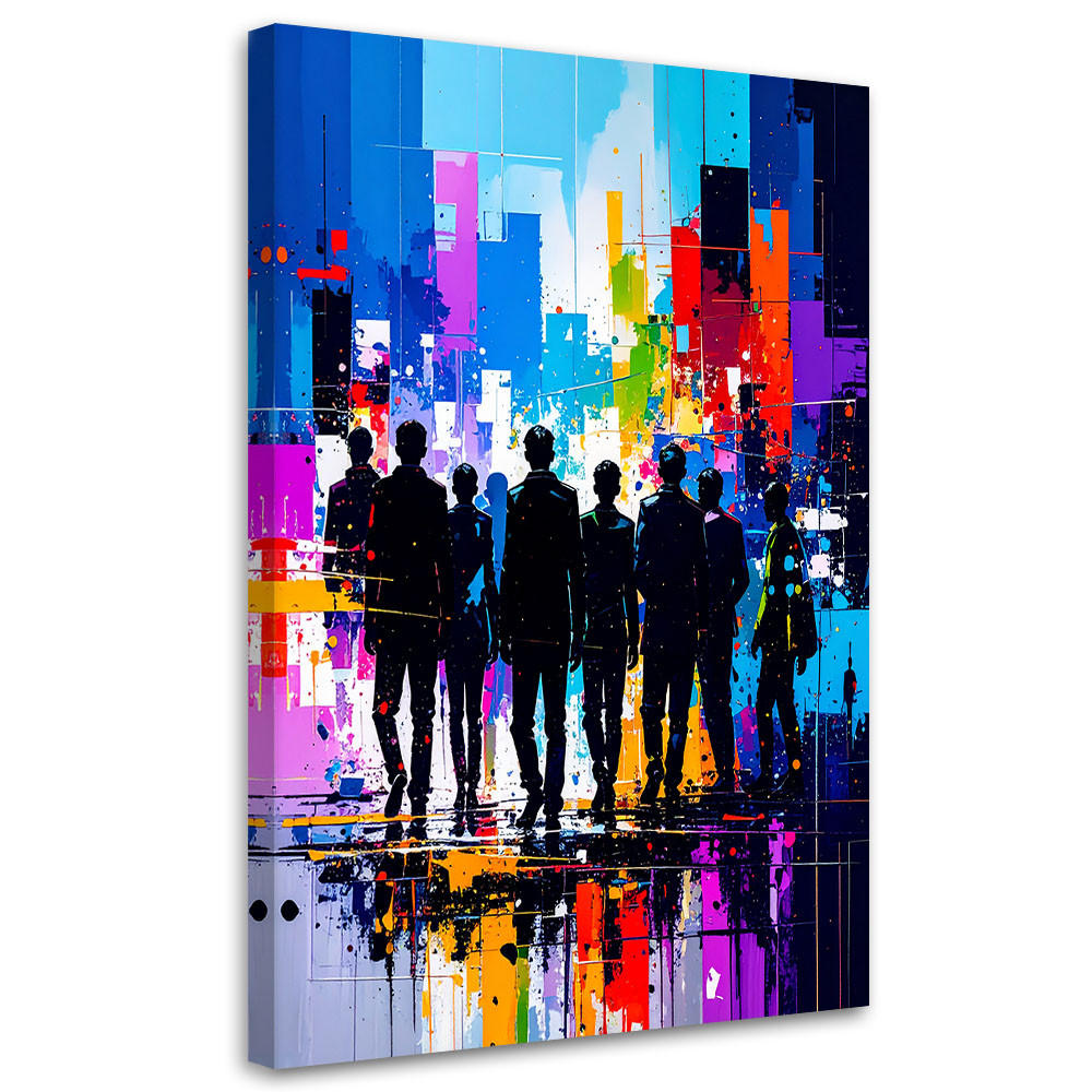 LEINWANDBILD Silhouetten Figuren Bunt Abstrakt 70x100cm - Multicolor, Textil (70/100cm) - Feeby
