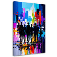 LEINWANDBILD Silhouetten Figuren Bunt Abstrakt 70x100cm - Multicolor, Textil (70/100cm) - Feeby