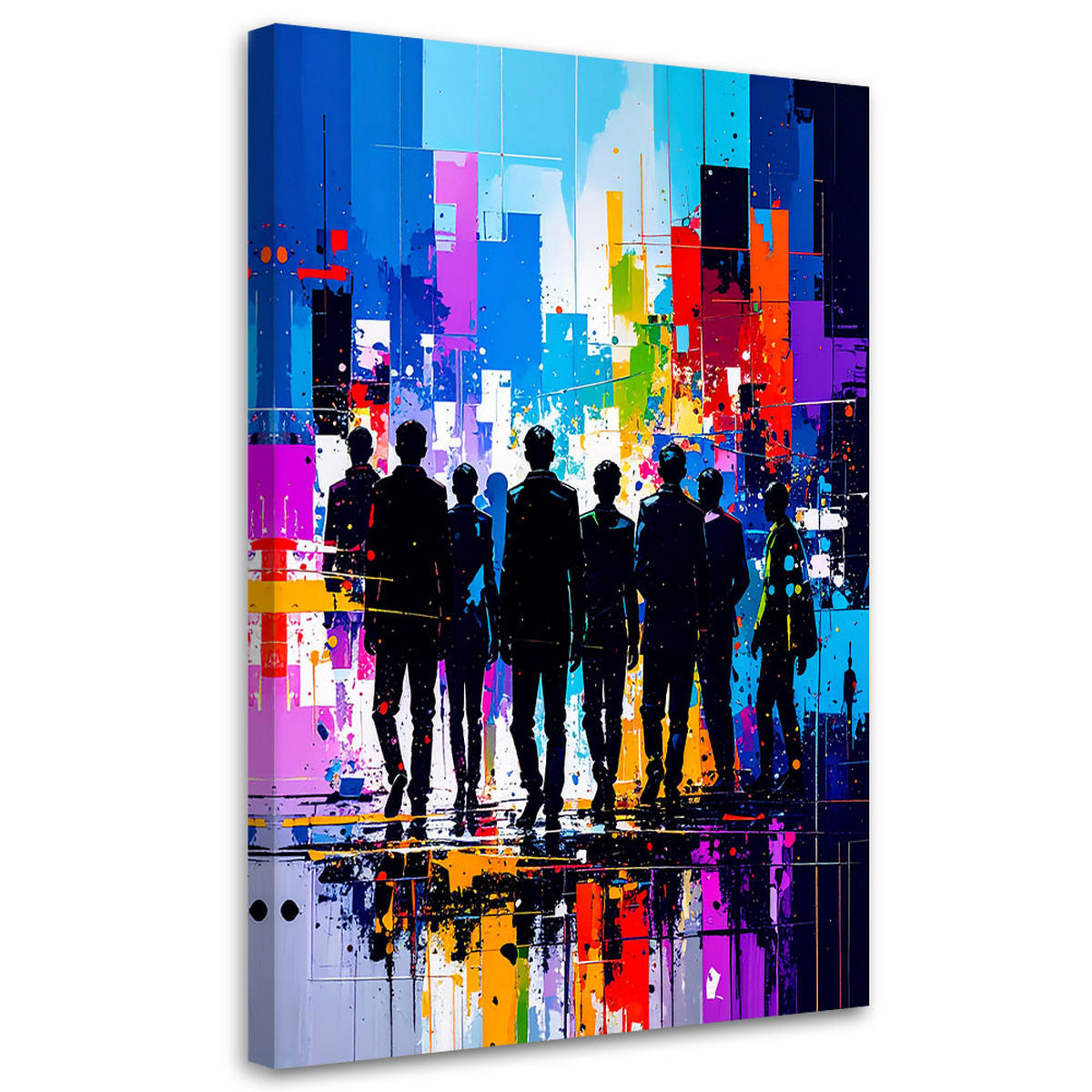 LEINWANDBILD Silhouetten Figuren Bunt Abstrakt 70x100cm - Multicolor, Textil (70/100cm) - Feeby