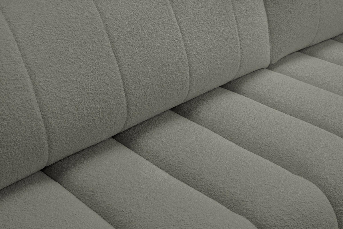 ECKSOFA GIOIA R-S Grau Boucle-Stoff mit Schlaffunktion - Grau, Holz (276/176cm) - MASSENO