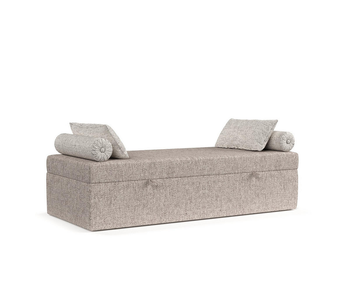 BOXBETT Lennon Hellbraun 90/200 cm im Webstoff - Hellbraun/Schwarz, Holz/Holzwerkstoff (90/200cm) - Maison de Reve