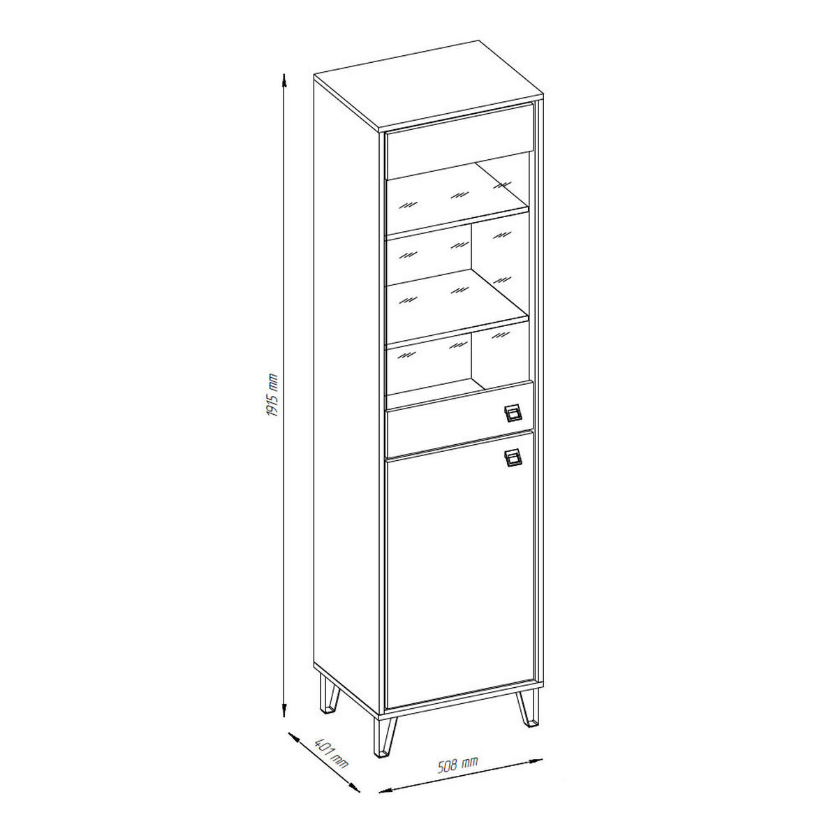 VITRINE Tirion kaschmir / Eiche Delano 51 / 40 / 192cm - Kaschmir/Weiß, Holz/Holzwerkstoff (51/192/40cm) - Feldmann-Wohnen