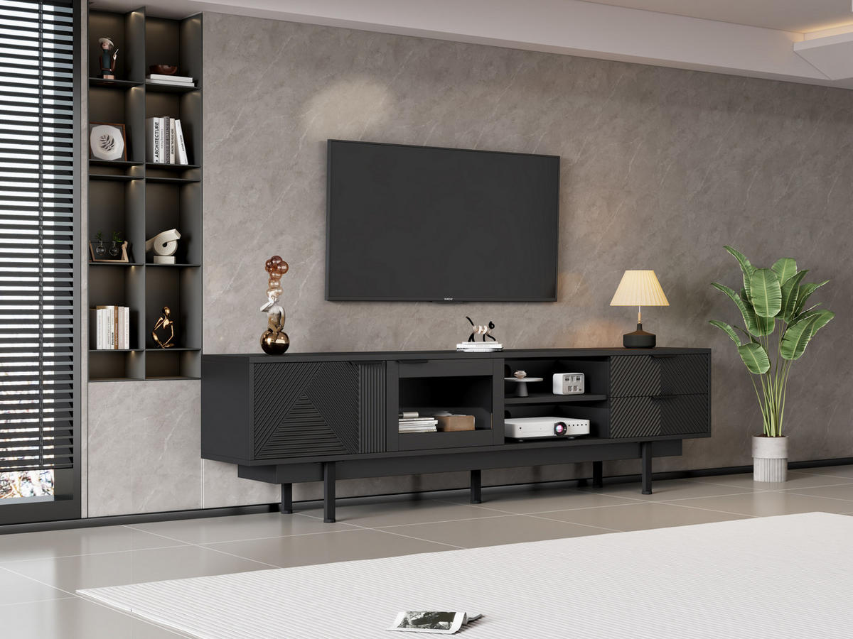 SIDEBOARD 116/40/78,5 cm mit ausklappbarer Tischplatte, Schiebetüren aus Glas und MDF-Korpus, Weiß - Weiß, Holzwerkstoff (116/78/40cm) - Redom