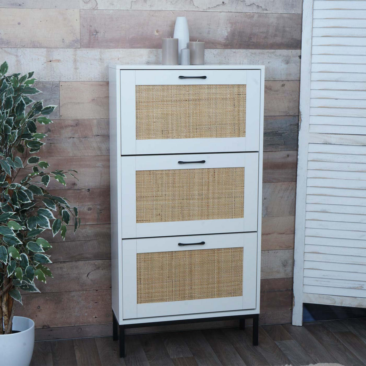 SCHUHSCHRANK Weiß - Weiß, Holz (63/126/24cm) - MCW