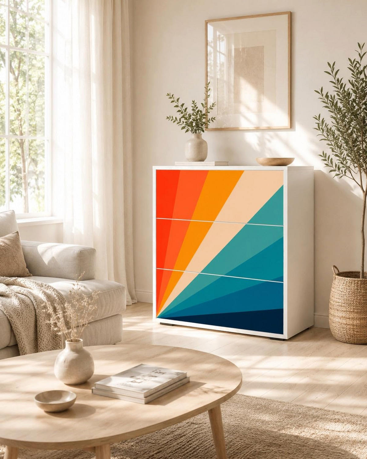 KOMMODE PRISM CONCUSSION, Multicolor, 60x35x87 cm, 4 Schubladen - Multicolor, Holzwerkstoff (60/87/35cm) - SpaceRebels