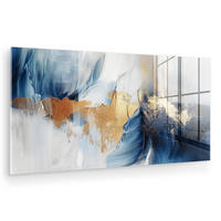 OBRAZ NA AKRYLOVOM SKLE Zlatá - modrá - akvarel - umenie - moderné 120x60 cm - svetlomodrá, sklo (120/60cm) - MuchoWow