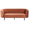 3-SITZER-SOFA Samtstoff orange/schwarz Loen - Schwarz/Orange, Textil (200/79/70cm) - Beliani