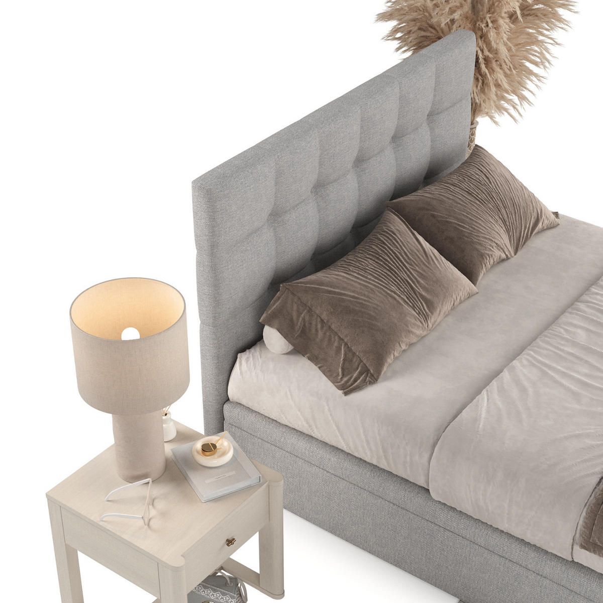 POLSTERBETT Guam mit Stauraum 140/200 cm Grau im Megan Stoff - Schwarz/Grau, Holz/Holzwerkstoff (140/200cm) - AltaBeds