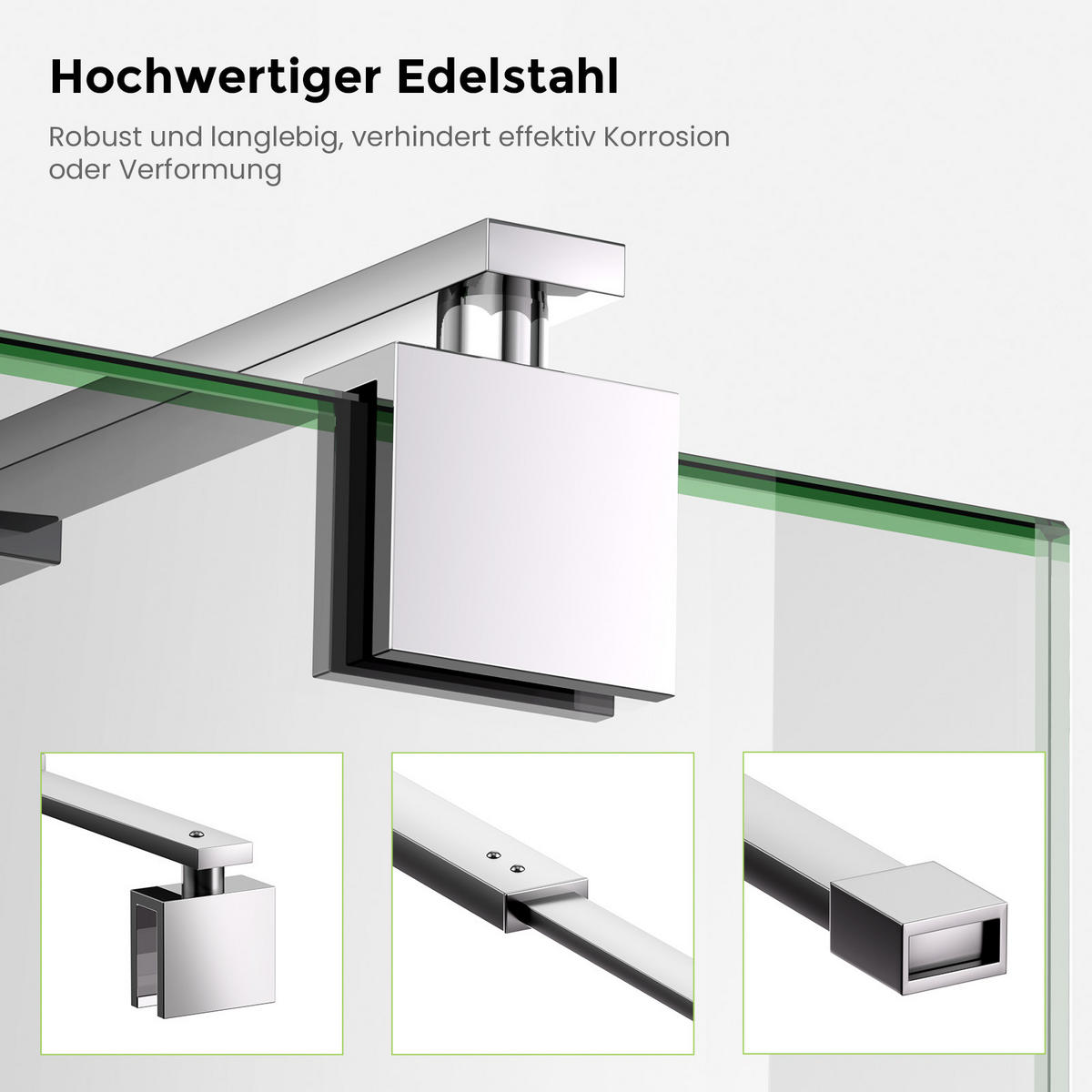 STABILISIERUNGSSTANGE 70–120 cm Edelstahl verchromt für Duschwand 8–10 mm mit 360°-Gelenk - Chromfarben, Metall (4/120cm) - S'AFIELINA