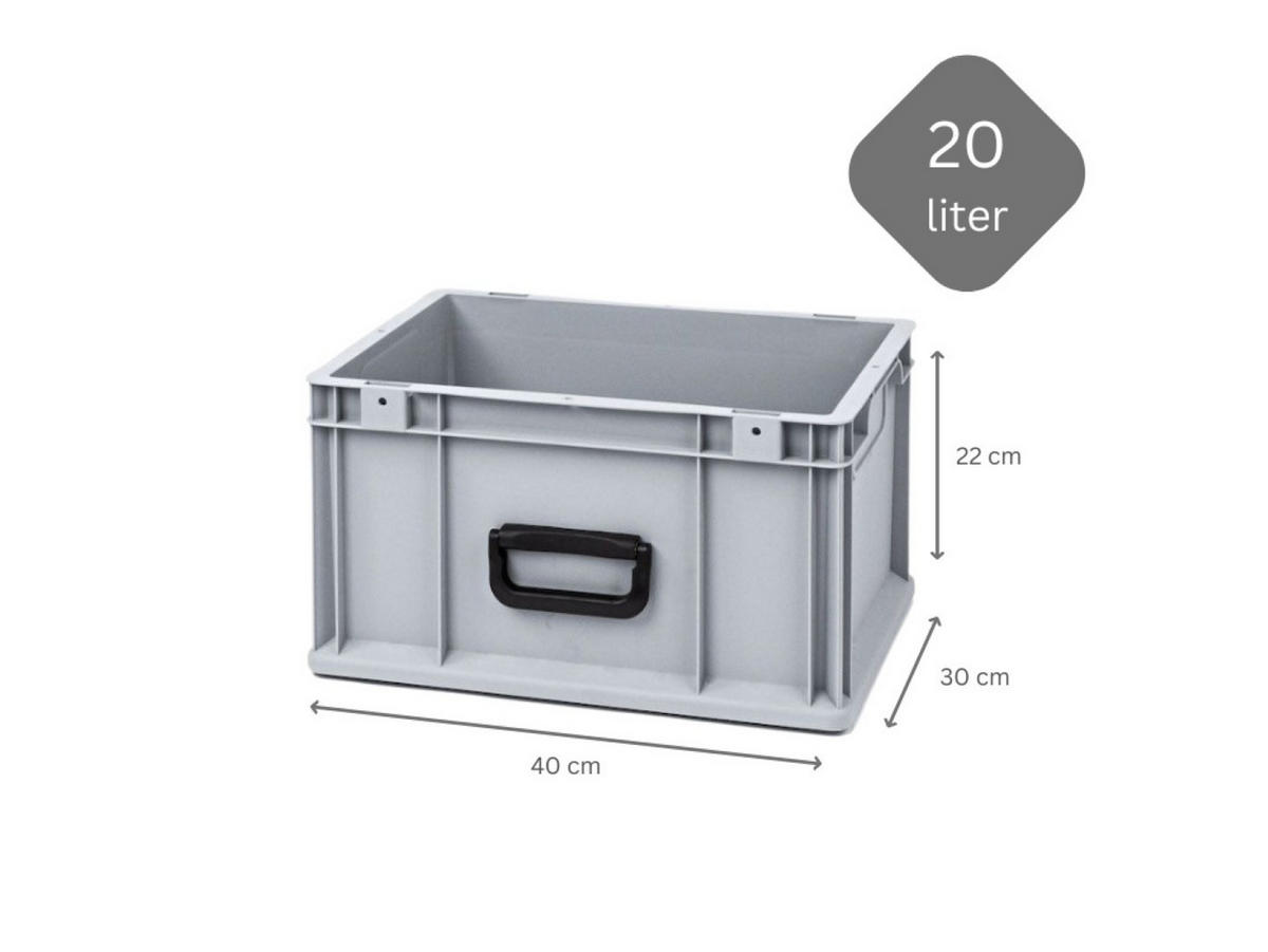 EUROBOX 5x Nextgen Portable Uno 22x30x40cm 20 Liter - Grau, Kunststoff (30/22/40cm) - PROREGAL