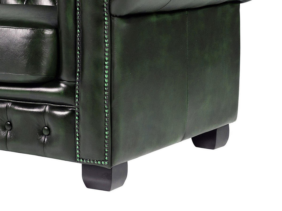 CHESTERFIELD Ledersofa 4-Sitzer - Büffelleder - Schwarzgrün - BRENTON - Grün, Leder (240/73/99cm) - Vente-Unique