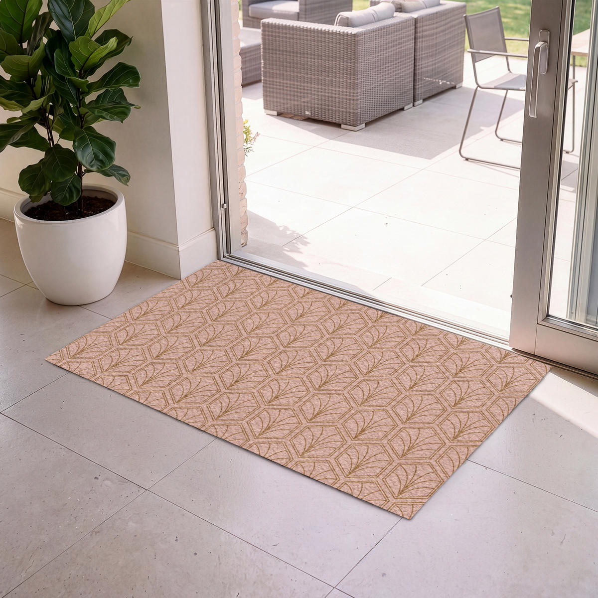 ROHOŽKA Lososově růžová - Vzor - Geometrický 120x80 cm - starorůžová, textil/umělá hmota (120/0.4cm) - MuchoWow