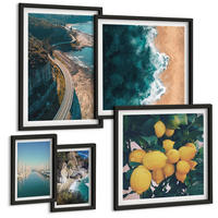 BILDER SET 5er Set - 50x50 cm & 20x30 cm & 40x60 cm Schwarzer Rahmen - Straßen am Meer, ein Meer aus Zitronen - Schwarz, Kunststoff (40/60cm) - TULUP