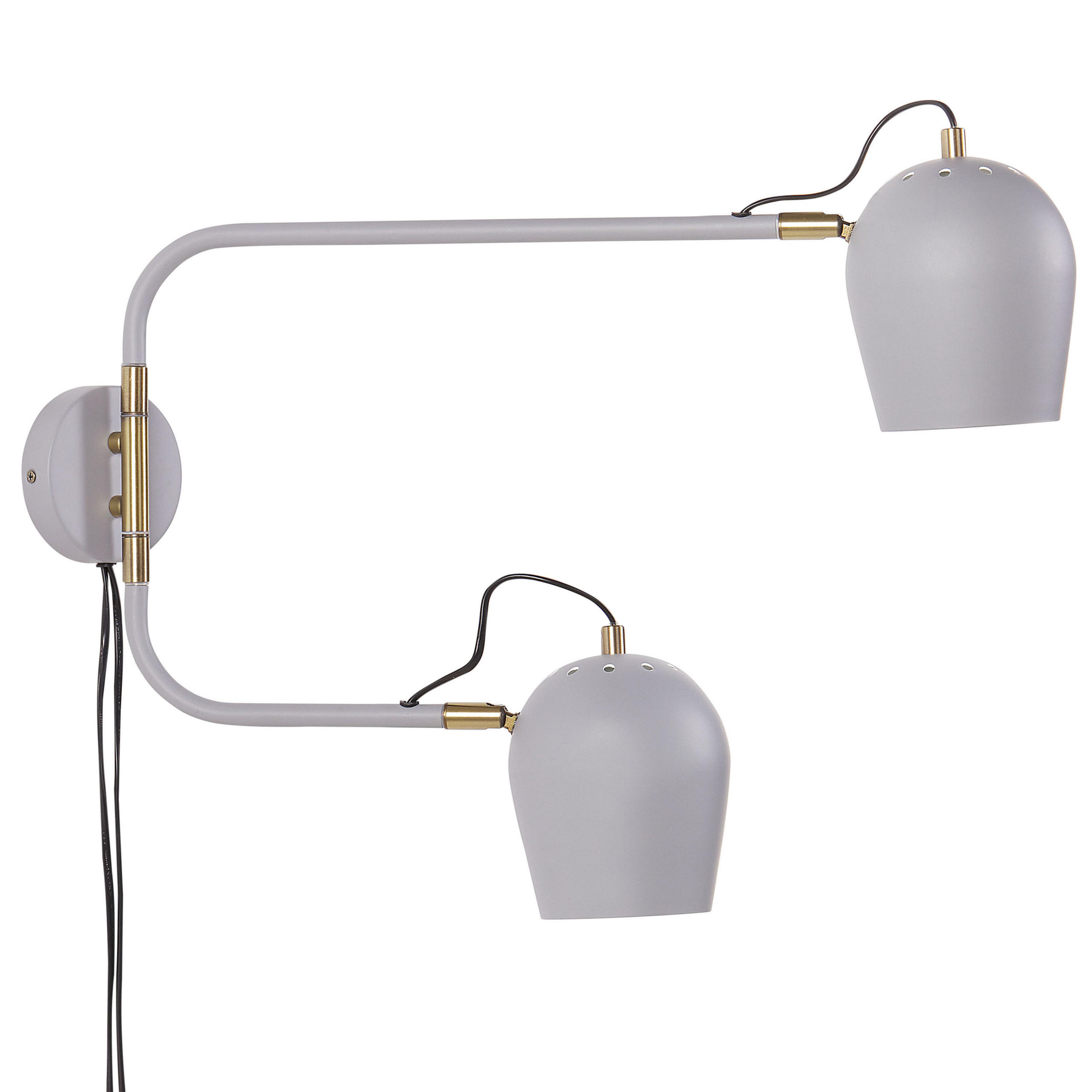 WANDLAMPE Grau/Weiß/Messing Estrella - Messingfarben/Weiß, Metall (13/56/54cm) - Beliani