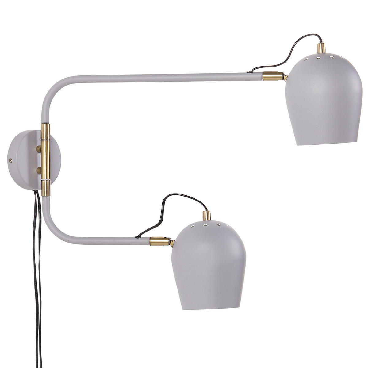 WANDLAMPE Grau/Weiß/Messing Estrella - Messingfarben/Weiß, Metall (13/56/54cm) - Beliani