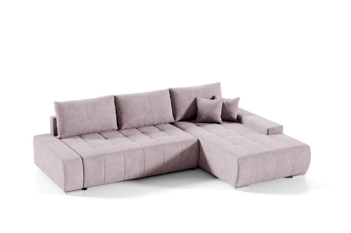 ECKSOFA Vogar In Aston - Rosa, Holzwerkstoff/Textil (265/185cm) - Fun Möbel