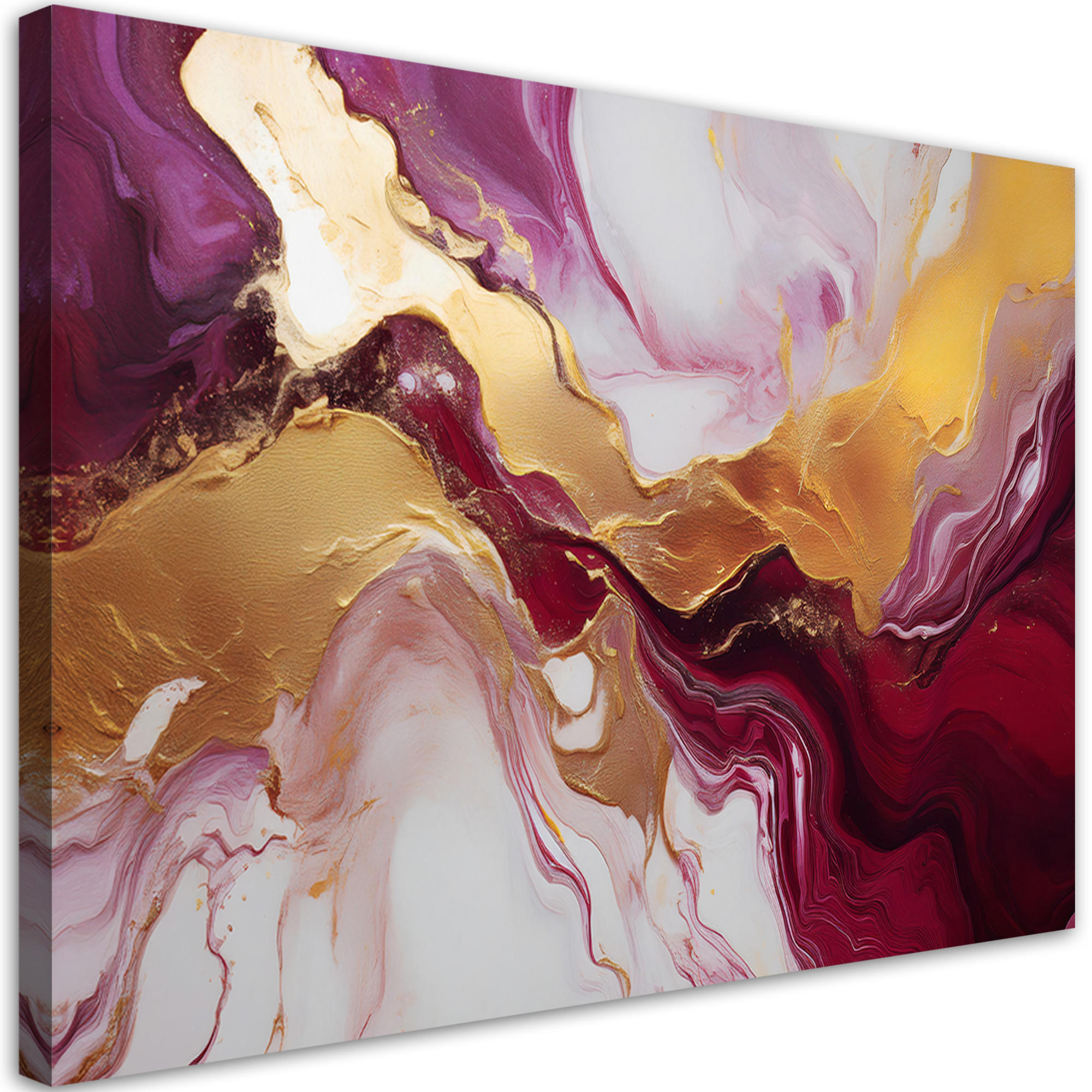 WANDBILD abstrakte marmorstruktur rotes burgundergold - Goldfarben, Textil (60/40cm) - Feeby