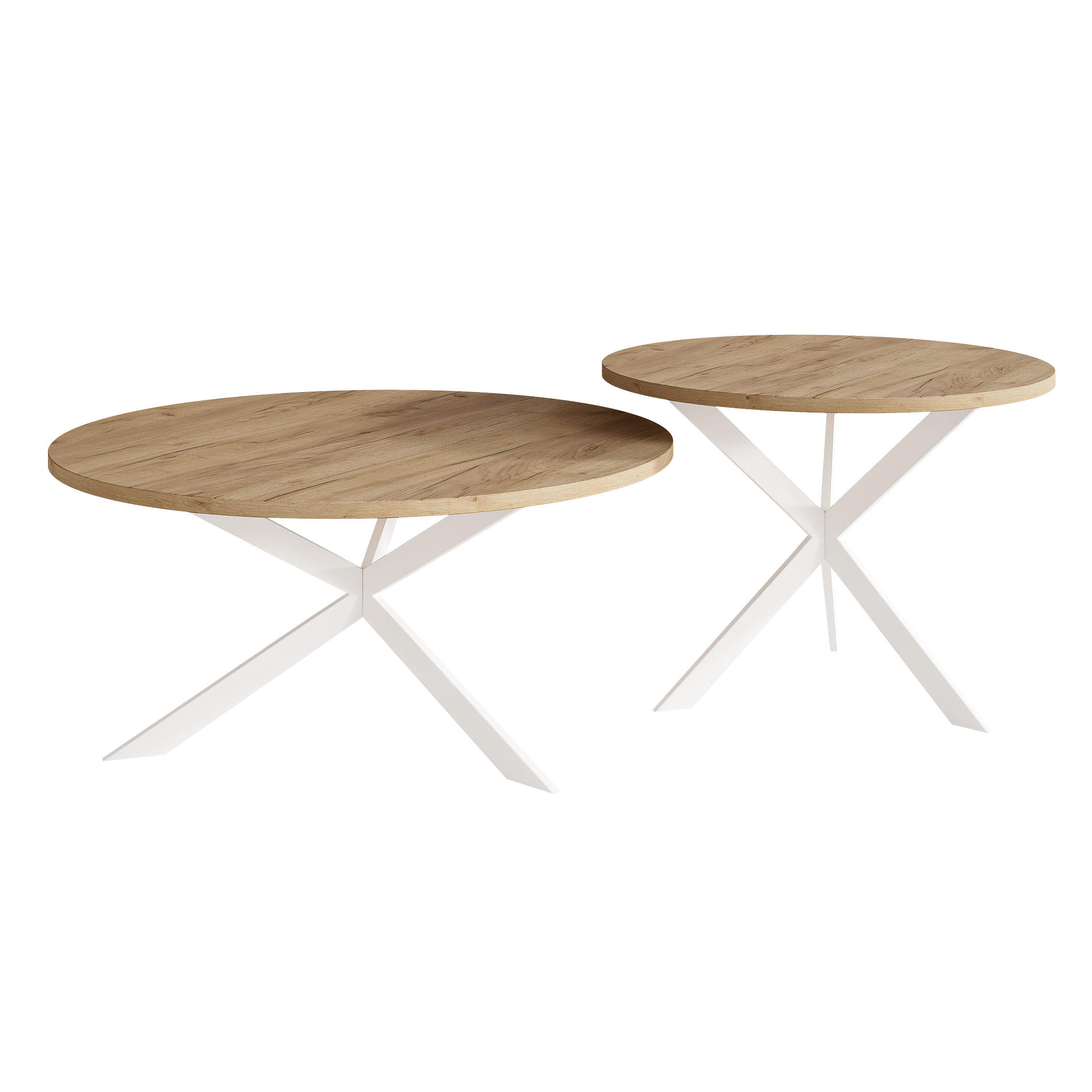 COUCHTISCH rund auf MDF, Kraft Eiche - Braun/Weiß, Holzwerkstoff (75/75/36cm) - Idohome