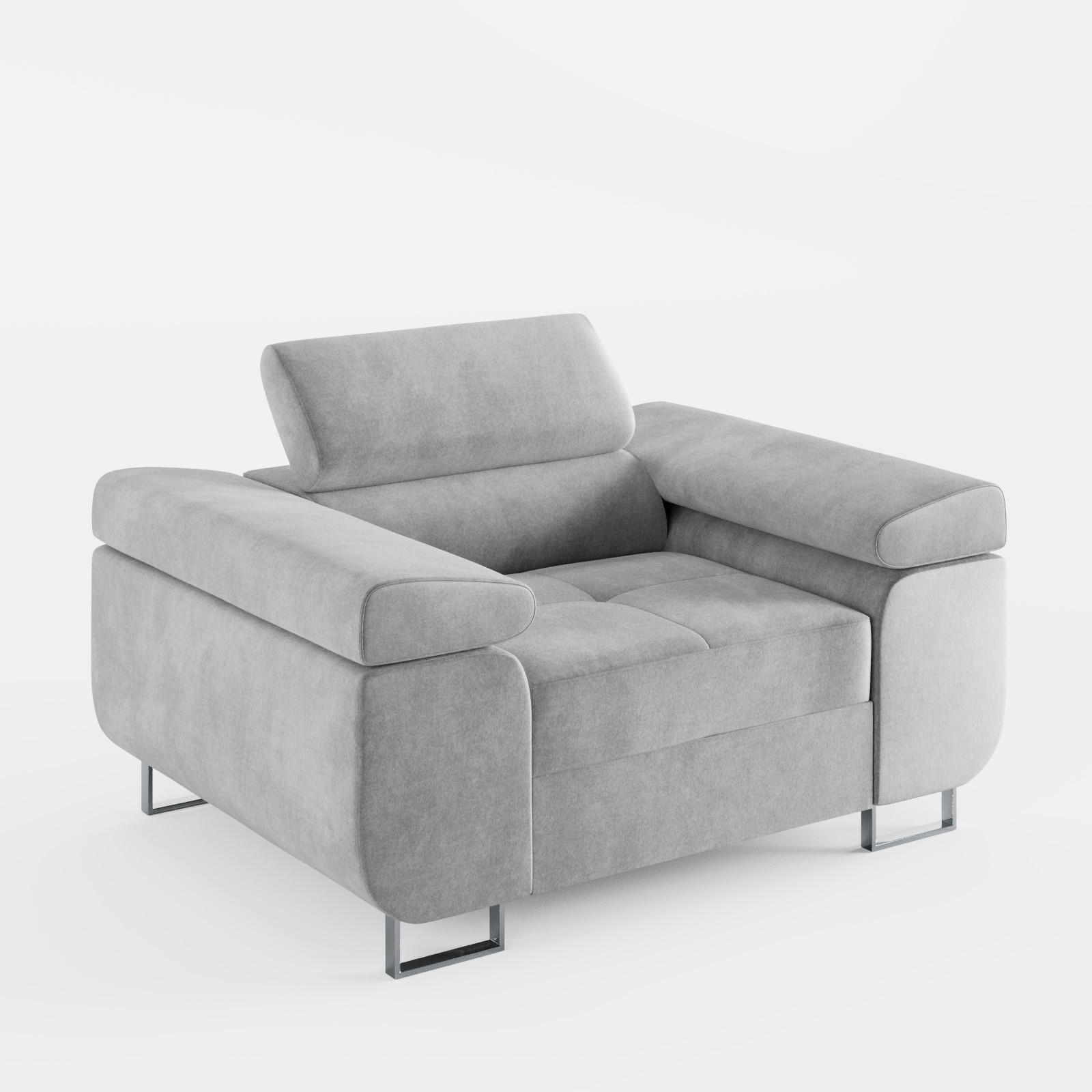 SESSEL VEMO SOLO, in Grau, Velours-Stoff - Grau, Textil (135/88/100cm) - Barchello