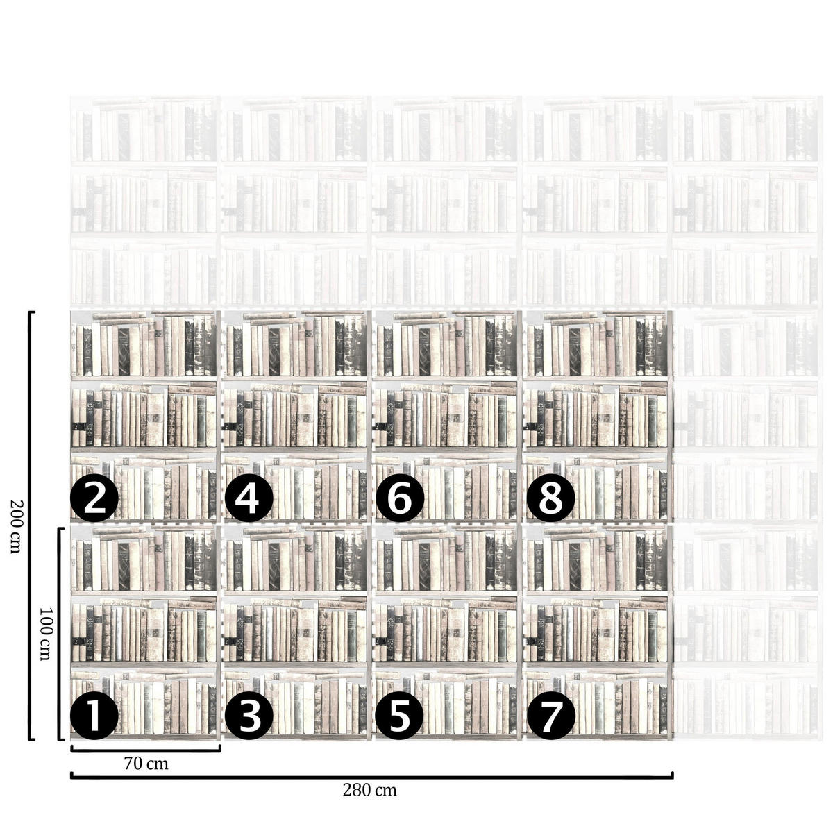 TAPETE Bücher aus echtem Papier, 200x280cm, 8 Bögen - Weiß, Papier (200/280cm) - WALLPAPERS4BEGINNERS