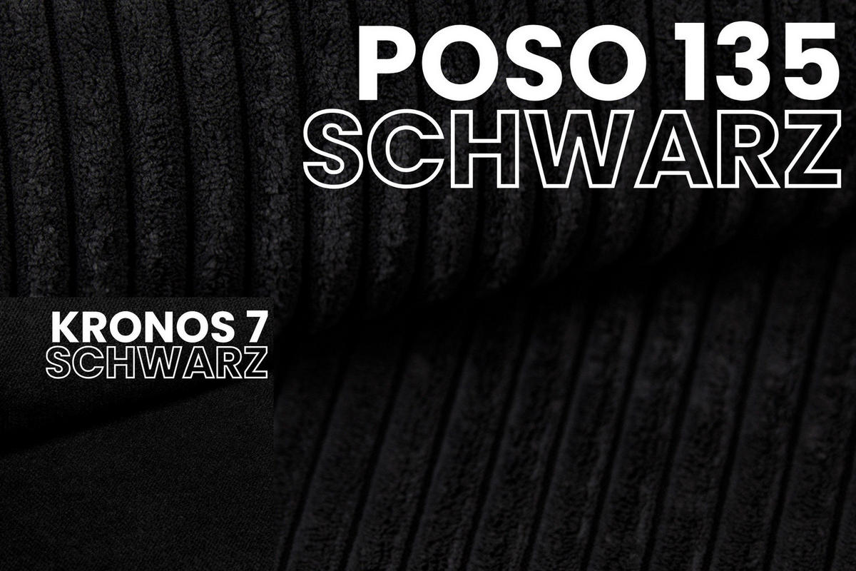 BOXBETT MILA 90/200 in Cord/Velours Schwarz H4 rechts - Schwarz, Holz/Holzwerkstoff (90/200cm) - Deine Möbel 24