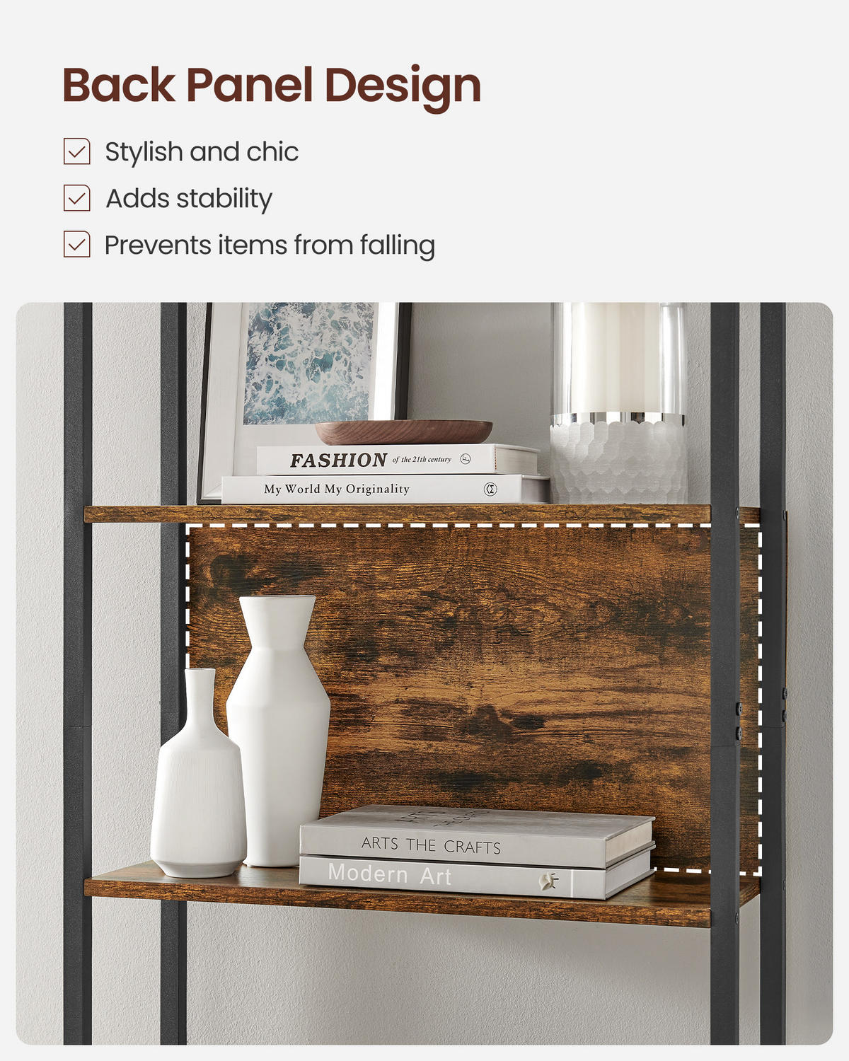BÜCHERREGAL Bently - Braun, Holzwerkstoff (24/186/60cm) - VASAGLE