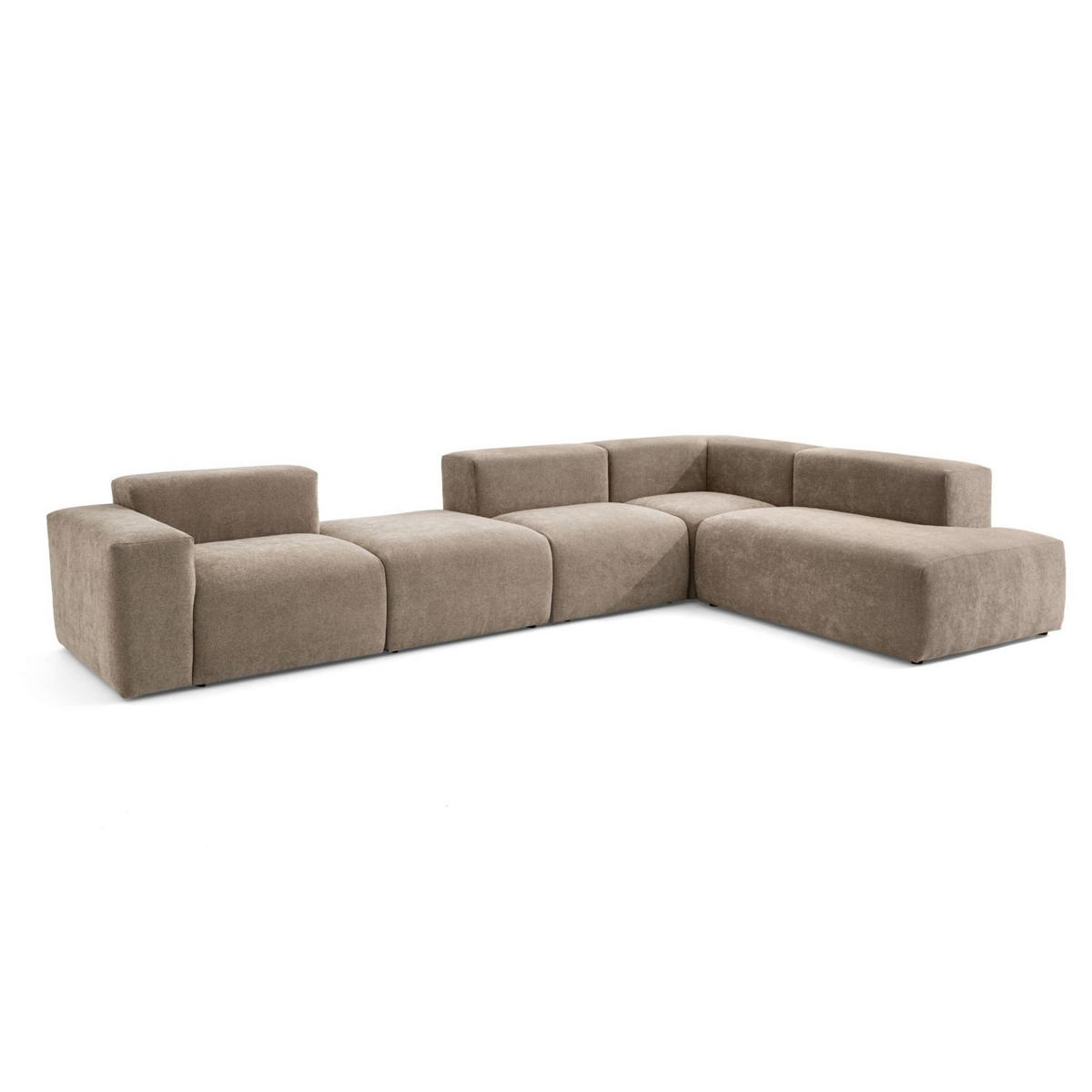 5-SITZER modulares Ecksofa HEAVEN SET 5 Rechts, Breite 380 cm Webstoff Braun - Schwarz/Braun, Holz/Kunststoff (245/380cm) - Muffo
