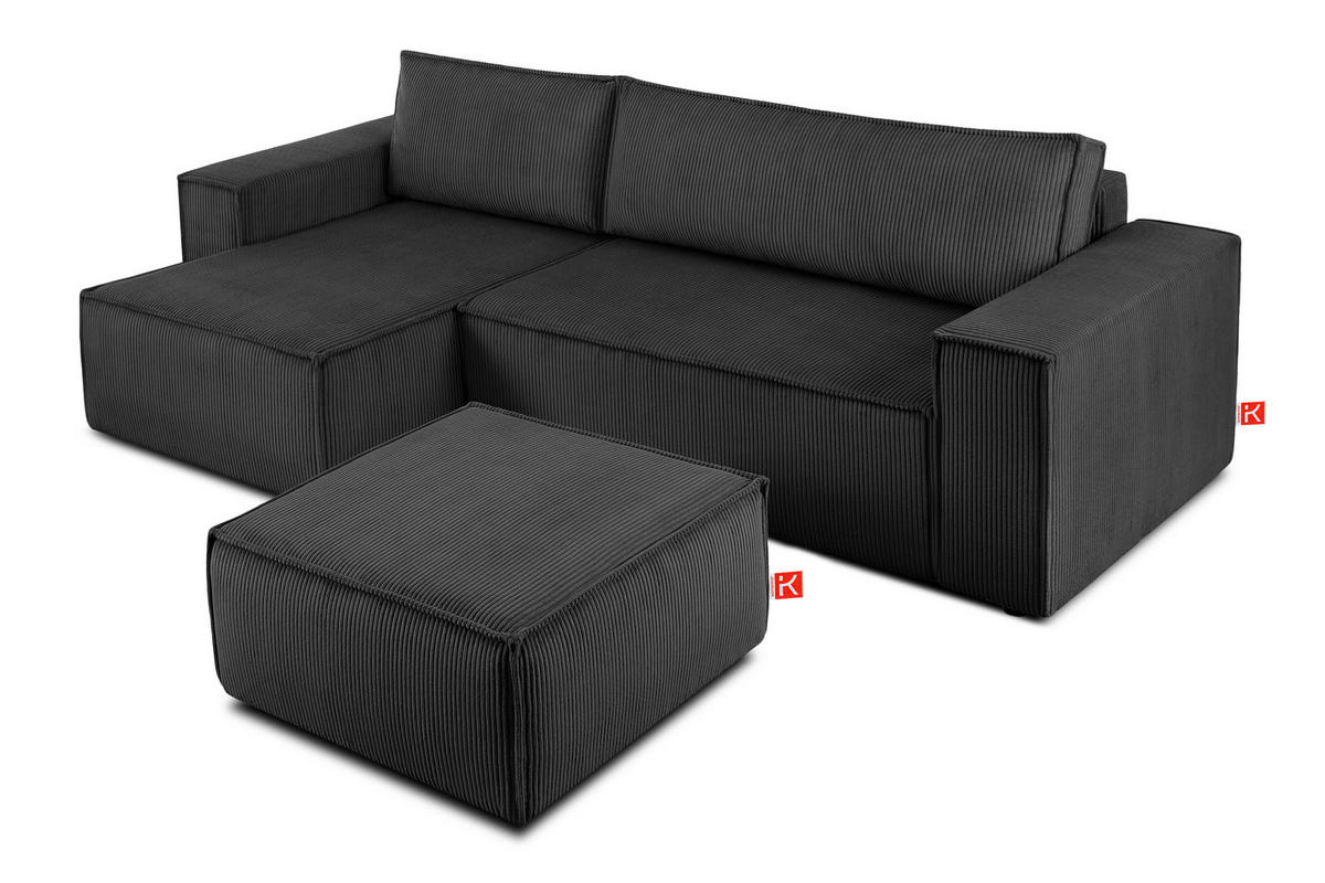 SITZPOUF NAPI gefederte Sitzfläche, dunkelgrau - Dunkelgrau/Schwarz, Textil (83/45/83cm) - KONSIMO®