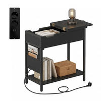 BOČNÝ stolík - čierna, kov/kompozitné drevo (31.5/30/60cm) - Relaxdays