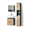 BADMÖBEL-SET Ronco Goldkraft Eiche/Anthrazit 3 Teile, mit Hochschrank - Anthrazit/Eiche Wotan, Holzwerkstoff (60/192/30cm) - Livinity®